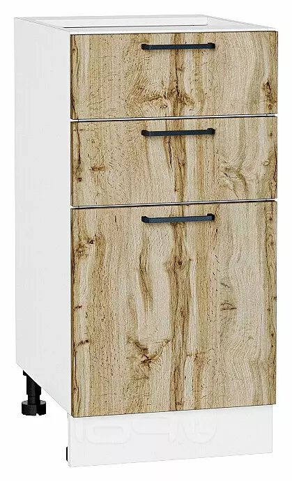 Шкаф нижний с 3-мя ящиками Флэт Wotan Oak 2S/Белый 816*400*478