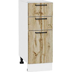 Шкаф нижний с 3-мя ящиками Флэт Wotan Oak 2S/Белый 816*300*478