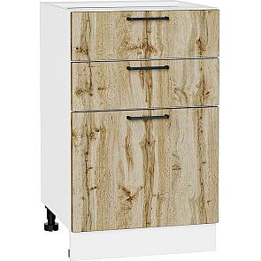 Шкаф нижний с 3-мя ящиками Флэт Wotan Oak 2S/Белый 816*500*478