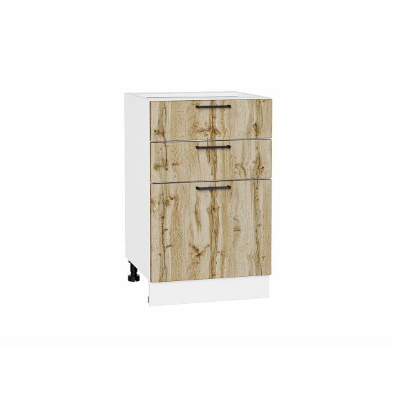 Шкаф нижний с 3-мя ящиками Флэт Wotan Oak 2S/Белый 816*500*478