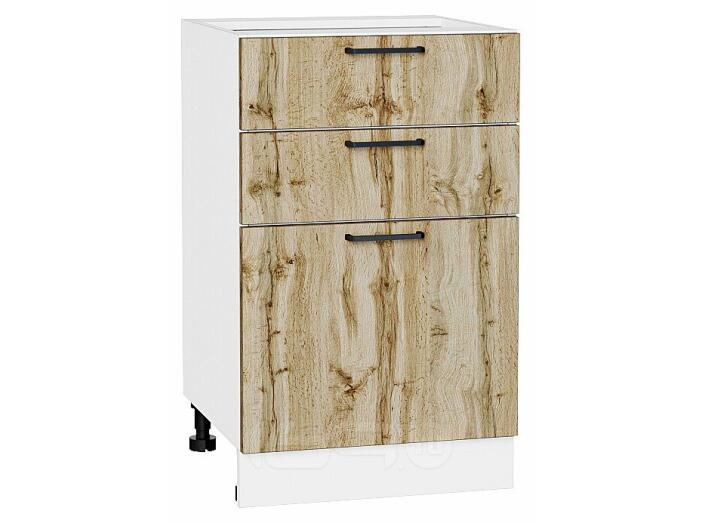 Шкаф нижний с 3-мя ящиками Флэт Wotan Oak 2S/Белый 816*500*478