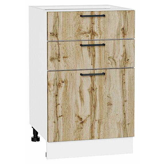 Шкаф нижний с 3-мя ящиками Флэт Wotan Oak 2S/Белый 816*500*478
