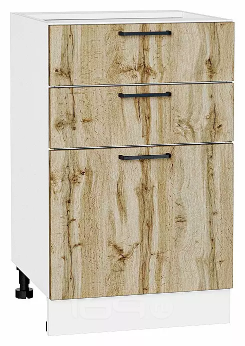Шкаф нижний с 3-мя ящиками Флэт Wotan Oak 2S/Белый 816*500*478