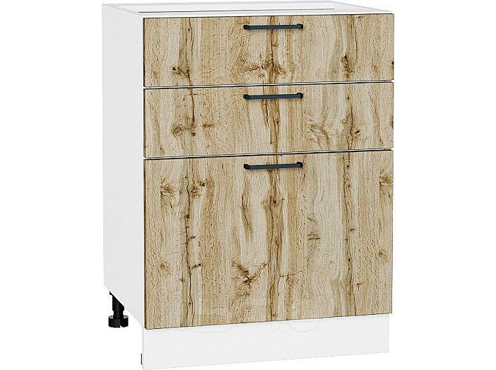 Шкаф нижний с 3-мя ящиками Флэт Wotan Oak 2S/Белый 816*600*478