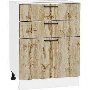 Шкаф нижний с 3-мя ящиками Флэт Wotan Oak 2S/Белый 816*600*478