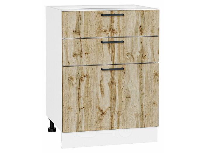 Шкаф нижний с 3-мя ящиками Флэт Wotan Oak 2S/Белый 816*600*478