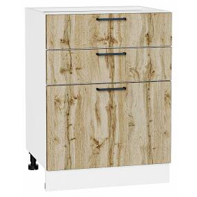 Шкаф нижний с 3-мя ящиками Флэт Wotan Oak 2S/Белый 816*600*478
