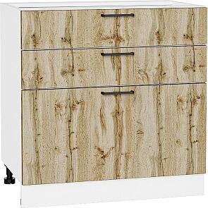 Шкаф нижний с 3-мя ящиками Флэт Wotan Oak 2S/Белый 816*800*478