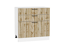 Шкаф нижний с 3-мя ящиками Флэт Wotan Oak 2S Белый | 80 см