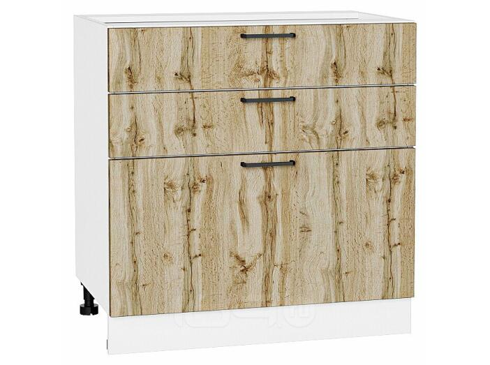 Шкаф нижний с 3-мя ящиками Флэт Wotan Oak 2S/Белый 816*800*478
