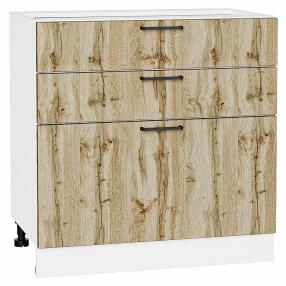Шкаф нижний с 3-мя ящиками Флэт Wotan Oak 2S/Белый 816*800*478