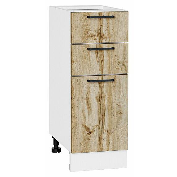 Шкаф нижний с 3-мя ящиками Флэт Wotan Oak 2S/Белый 816*300*478