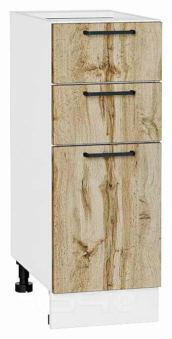 Шкаф нижний с 3-мя ящиками Флэт Wotan Oak 2S/Белый 816*300*478
