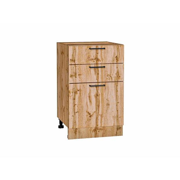 Шкаф нижний с 3-мя ящиками Флэт Wotan Oak 2S/Дуб Вотан 816*500*478
