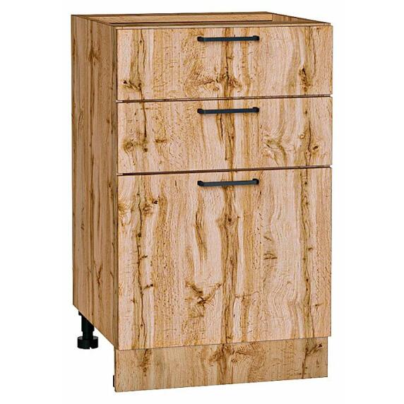 Шкаф нижний с 3-мя ящиками Флэт Wotan Oak 2S/Дуб Вотан 816*500*478