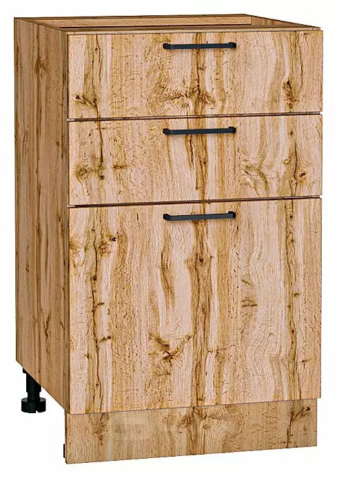 Шкаф нижний с 3-мя ящиками Флэт Wotan Oak 2S/Дуб Вотан 816*500*478