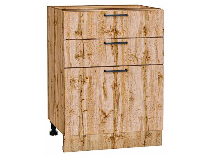Шкаф нижний с 3-мя ящиками Флэт Wotan Oak 2S/Дуб Вотан 816*600*478