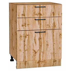 Шкаф нижний с 3-мя ящиками Флэт Wotan Oak 2S/Дуб Вотан 816*600*478