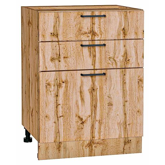 Шкаф нижний с 3-мя ящиками Флэт Wotan Oak 2S/Дуб Вотан 816*600*478