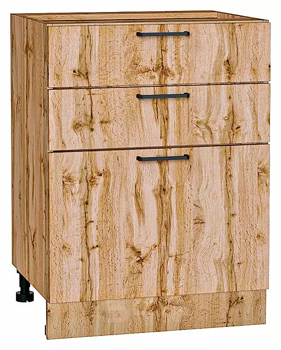 Шкаф нижний с 3-мя ящиками Флэт Wotan Oak 2S/Дуб Вотан 816*600*478