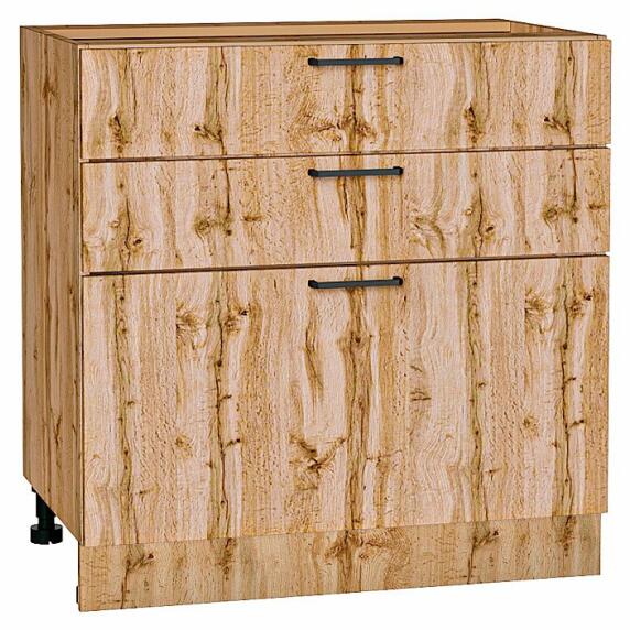 Шкаф нижний с 3-мя ящиками Флэт Wotan Oak 2S/Дуб Вотан 816*800*478