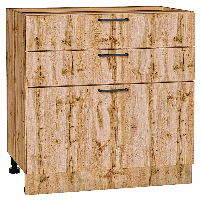 Шкаф нижний с 3-мя ящиками Флэт Wotan Oak 2S/Дуб Вотан 816*800*478