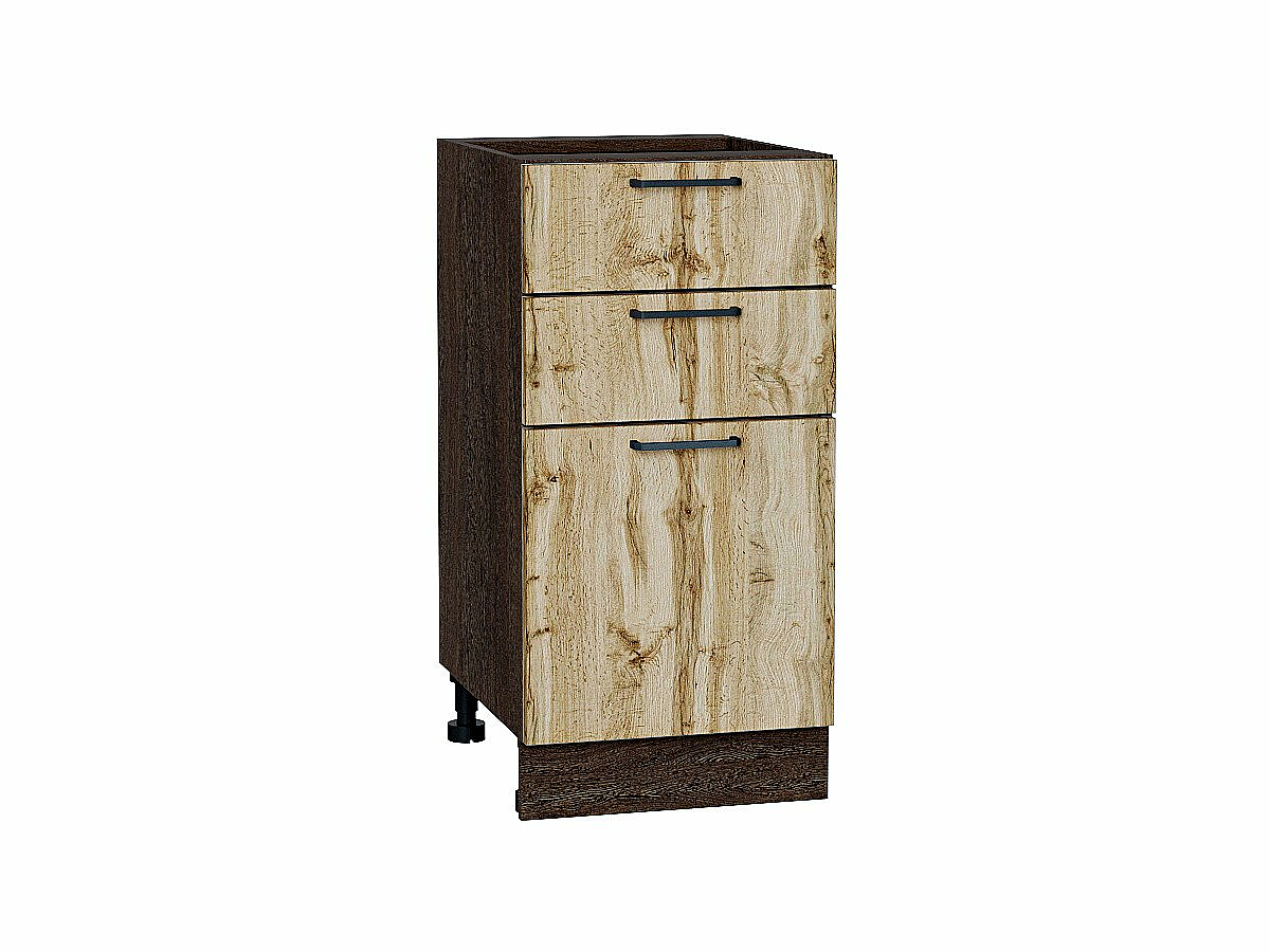 Шкаф нижний с 3-мя ящиками Флэт Wotan Oak 2S/Графит 816*400*478