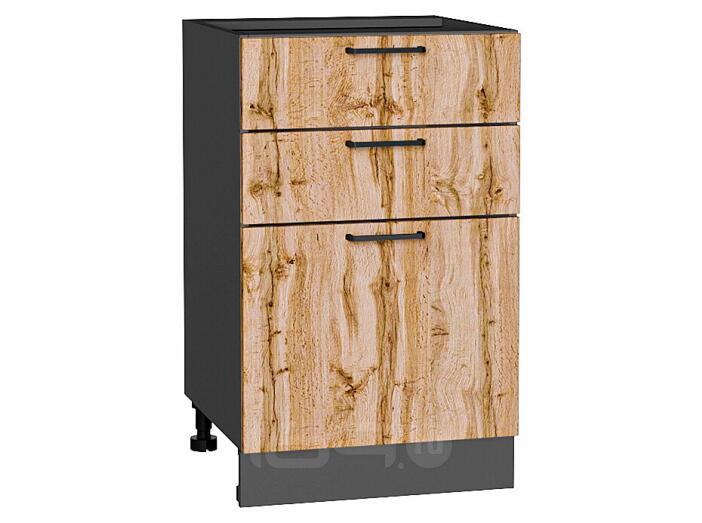 Шкаф нижний с 3-мя ящиками Флэт Wotan Oak 2S/Graphite 816*500*478