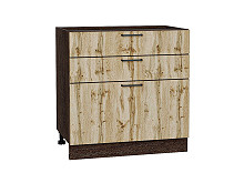 Шкаф нижний с 3-мя ящиками Флэт Wotan Oak 2S Венге | 80 см