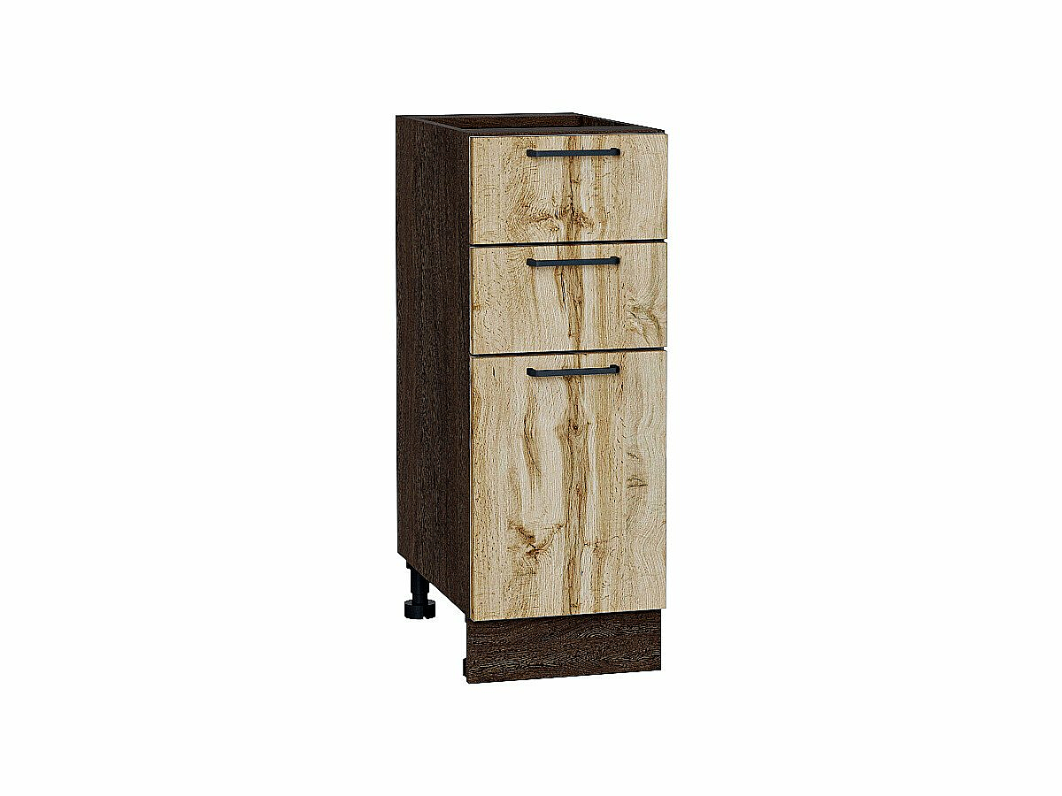 Шкаф нижний с 3-мя ящиками Флэт Wotan Oak 2S/Графит 816*300*478