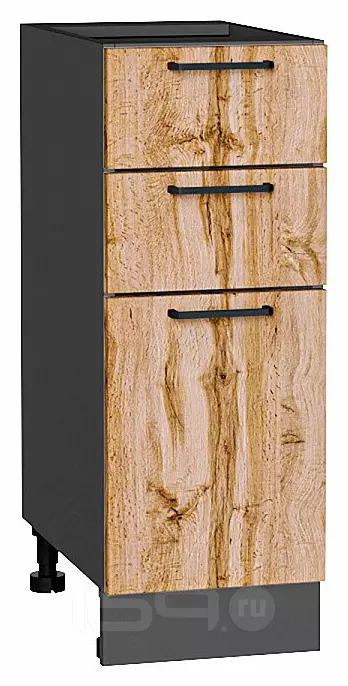 Шкаф нижний с 3-мя ящиками Флэт Wotan Oak 2S/Graphite 816*300*478