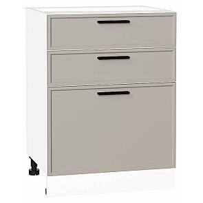 Шкаф нижний с 3-мя ящиками Фрейм Clay Silk/Белый 816*600*484