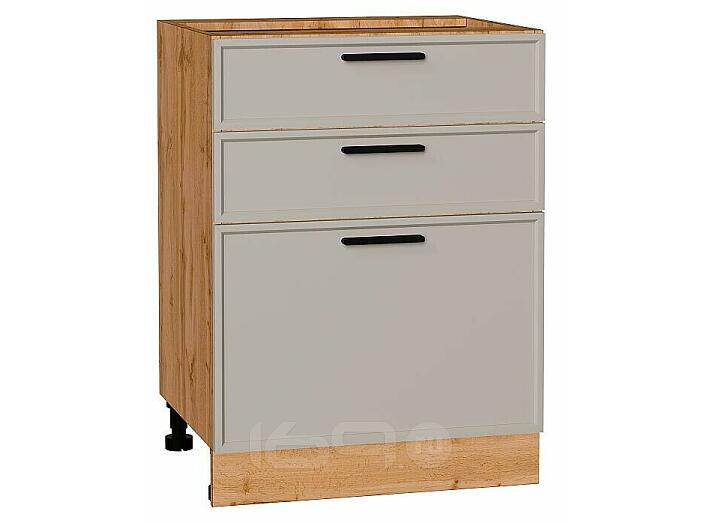 Шкаф нижний с 3-мя ящиками Фрейм Clay Silk/Дуб Вотан 816*600*484