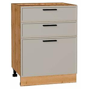Шкаф нижний с 3-мя ящиками Фрейм Clay Silk/Дуб Вотан 816*600*484
