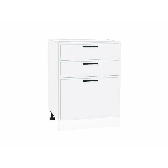 Шкаф нижний с 3-мя ящиками Фрейм White Silk/Белый 816*600*484
