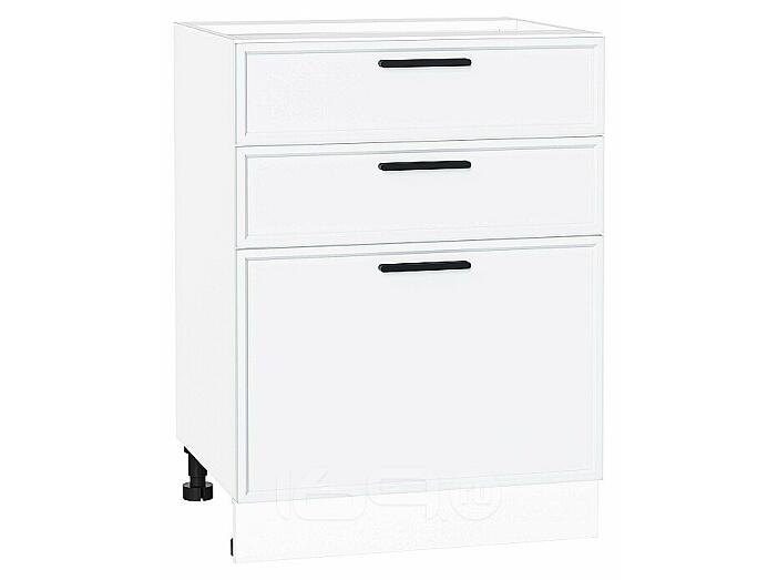 Шкаф нижний с 3-мя ящиками Фрейм White Silk/Белый 816*600*484