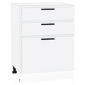 Шкаф нижний с 3-мя ящиками Фрейм White Silk/Белый 816*600*484