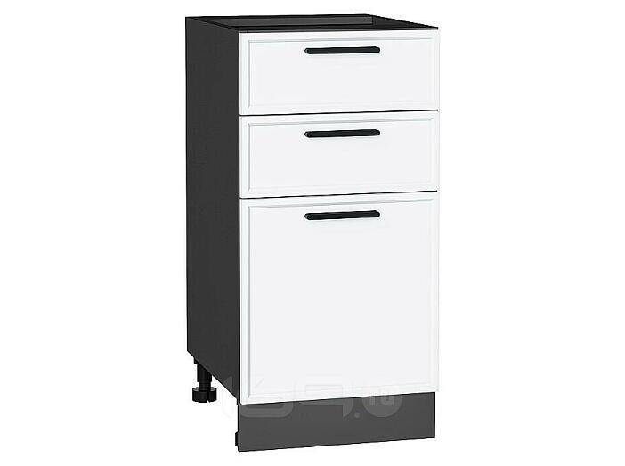 Шкаф нижний с 3-мя ящиками Фрейм White Silk/Graphite 816*400*484