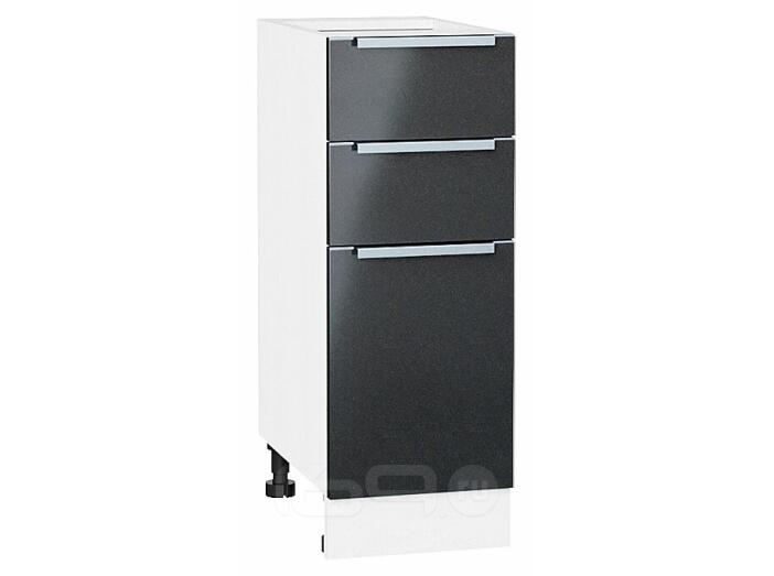 Шкаф нижний с 3-мя ящиками Фьюжн Anthracite Белый 816*300*480