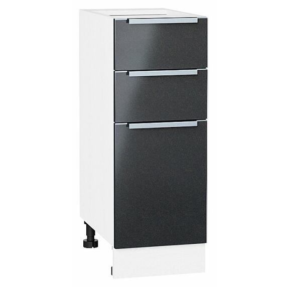 Шкаф нижний с 3-мя ящиками Фьюжн Anthracite Белый 816*300*480