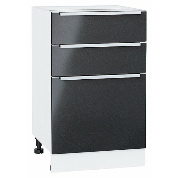Шкаф нижний с 3-мя ящиками Фьюжн Anthracite Белый 816*500*480