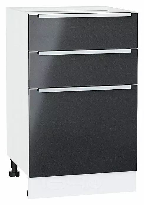 Шкаф нижний с 3-мя ящиками Фьюжн Anthracite Белый 816*500*480