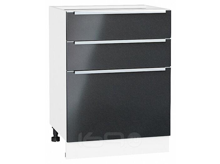 Шкаф нижний с 3-мя ящиками Фьюжн Anthracite Белый 816*600*480