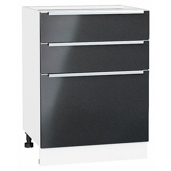 Шкаф нижний с 3-мя ящиками Фьюжн Anthracite Белый 816*600*480