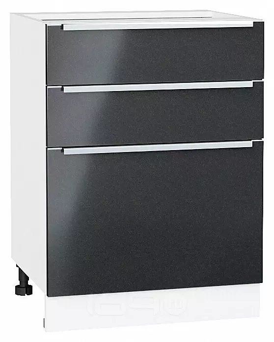 Шкаф нижний с 3-мя ящиками Фьюжн Anthracite Белый 816*600*480