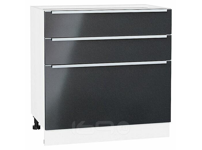 Шкаф нижний с 3-мя ящиками Фьюжн Anthracite Белый 816*800*480