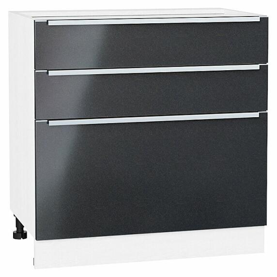 Шкаф нижний с 3-мя ящиками Фьюжн Anthracite Белый 816*800*480