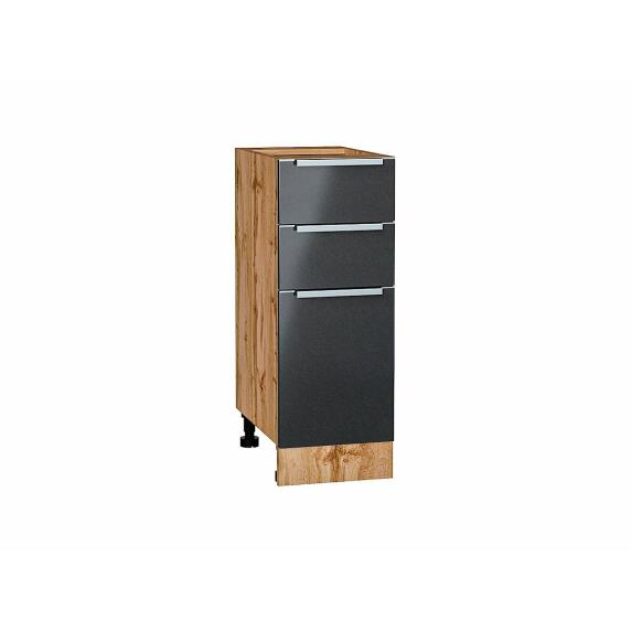 Шкаф нижний с 3-мя ящиками Фьюжн Anthracite Дуб Вотан 816*300*480