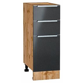 Шкаф нижний с 3-мя ящиками Фьюжн Anthracite Дуб Вотан 816*300*480