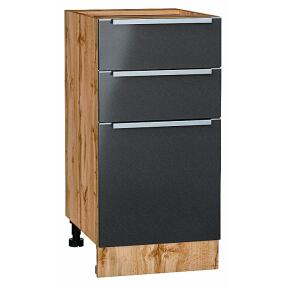 Шкаф нижний с 3-мя ящиками Фьюжн Anthracite Дуб Вотан 816*400*480